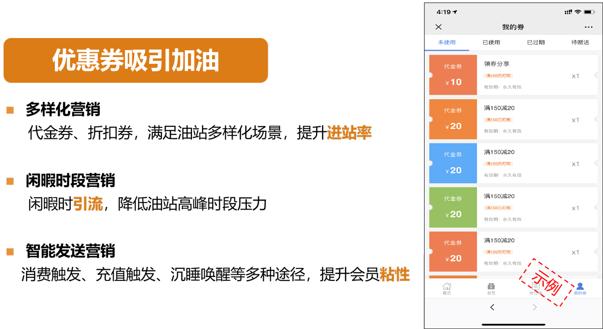 使用优惠券功能吸引顾客加油